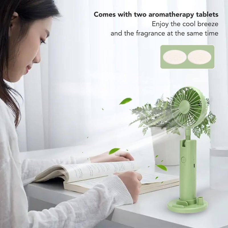 woobles Handheld Mini Fan, Portable Hand Fan, 3 Speed Wind Adjustment Small Pocket Fan, USB Rechargeable Fan with Cosmetic Mirror Phone Holder for Office - Image 1